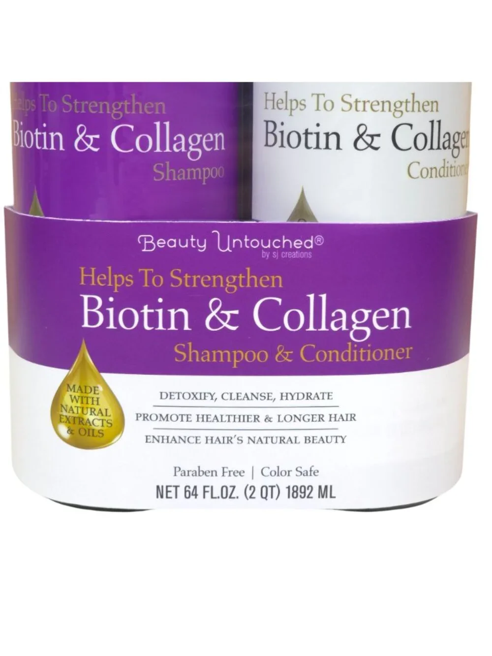 Beauty Untouched Biotin Collagen Shampoo & Conditioner Strengthening JUMBO SIZE